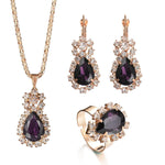 Grape Wine Crystal Wedding Fashion Jewelry Pendant Set - EonShoppee