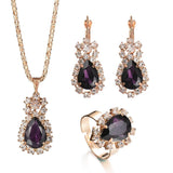 Grape Wine Crystal Wedding Fashion Jewelry Pendant Set - EonShoppee