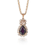 Grape Wine Crystal Wedding Fashion Jewelry Pendant Set - EonShoppee