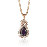 Grape Wine Crystal Wedding Fashion Jewelry Pendant Set - EonShoppee