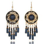 Lovely Blue Round Beaded Long Tassel Drop Dangle Fashion Jewelry Earrings For Women - EonShoppee