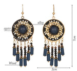 Lovely Blue Round Beaded Long Tassel Drop Dangle Fashion Jewelry Earrings For Women - EonShoppee