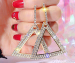 Stunning Cubic Zirconia  Rhinestone Golden Triangle Drop Dangle Ear Hook Fashion Jewelry Party wear Cocktail Earrings - EonShoppee