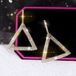Stunning Cubic Zirconia  Rhinestone Golden Triangle Drop Dangle Ear Hook Fashion Jewelry Party wear Cocktail Earrings - EonShoppee
