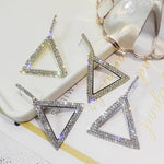 Stunning Cubic Zirconia  Rhinestone Golden Triangle Drop Dangle Ear Hook Fashion Jewelry Party wear Cocktail Earrings - EonShoppee