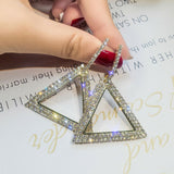 Stunning Cubic Zirconia  Rhinestone Golden Triangle Drop Dangle Ear Hook Fashion Jewelry Party wear Cocktail Earrings - EonShoppee