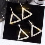 Stunning Cubic Zirconia  Rhinestone Golden Triangle Drop Dangle Ear Hook Fashion Jewelry Party wear Cocktail Earrings - EonShoppee
