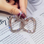 Gorgeous & Shiny Rose Gold Plated Heart Rhinestone Drop Earrings For Women, Girls Fashion Jewelry - EonShoppee