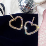 Gorgeous & Shiny Rose Gold Plated Heart Rhinestone Drop Earrings For Women, Girls Fashion Jewelry - EonShoppee