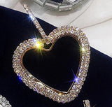 Gorgeous & Shiny Rose Gold Plated Heart Rhinestone Drop Earrings For Women, Girls Fashion Jewelry - EonShoppee