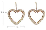 Gorgeous & Shiny Rose Gold Plated Heart Rhinestone Drop Earrings For Women, Girls Fashion Jewelry - EonShoppee