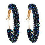 Stunning Blue Crystal Studded Hoop Earrings Women's Fashion Jewelry - EonShoppee