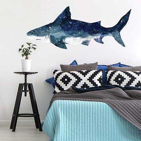 Watercolor Shark Peel And Stick Giant Wall Decals - EonShoppee