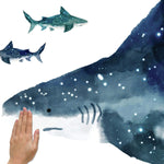 Watercolor Shark Peel And Stick Giant Wall Decals - EonShoppee