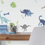 Watercolor Dinosaur Peel and Stick 18 Removable Wall Decals Kids Room, Nursery Decor Jurassic Stickers - EonShoppee