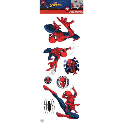 Classic Spiderman Peel & Stick Wall Decals 7 Marvel Room Decor Stickers - EonShoppee