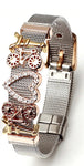 Rose Gold Stainless Steel Mesh Charm Chain Watch Belt Bracelet For Women Men - EonShoppee