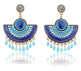 Lovely Royal Blue Big Beads Tassel Pendant Drop Dangle Fashion Jewelry Earrings - EonShoppee