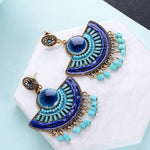 Lovely Royal Blue Big Beads Tassel Pendant Drop Dangle Fashion Jewelry Earrings - EonShoppee
