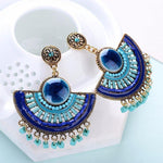 Lovely Royal Blue Big Beads Tassel Pendant Drop Dangle Fashion Jewelry Earrings - EonShoppee