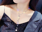 Charming Long Chain Crystal Studded Peal Pendant Chain Necklace Fashion Statement Jewelry - EonShoppee