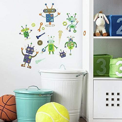 Robots Peel And Stick Wall Decals 33 Fun Boys Bed Room Play room Stickers - EonShoppee