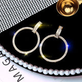 Golden Crystal Studded Round Hoop Shiny Gorgeous Fashion Jewelry Earrings For Women - EonShoppee