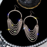 Long Tassel Rhinestone Crystal Drop Dangle Earrings Exaggerated Gold Color Earrings - Fashion Party Wear Jewelry - EonShoppee