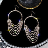 Long Tassel Rhinestone Crystal Drop Dangle Earrings Exaggerated Gold Color Earrings - Fashion Party Wear Jewelry - EonShoppee