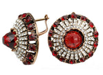 Designer Vintage Retro Style Round Red Stone Stud Hook Earrings Fashion Jewelry For Women - EonShoppee