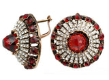 Designer Vintage Retro Style Round Red Stone Stud Hook Earrings Fashion Jewelry For Women - EonShoppee