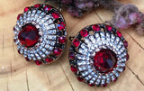 Designer Vintage Retro Style Round Red Stone Stud Hook Earrings Fashion Jewelry For Women - EonShoppee