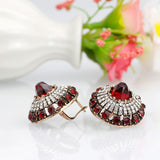 Designer Vintage Retro Style Round Red Stone Stud Hook Earrings Fashion Jewelry For Women - EonShoppee