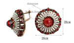 Designer Vintage Retro Style Round Red Stone Stud Hook Earrings Fashion Jewelry For Women - EonShoppee