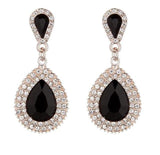 Elegant Golden Black Full Rhinestone Crystal Studded Stylish Evening party wear Fashion Jewelry Earrings - EonShoppee