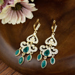 Emerald Green Crystal Big Drop Statement Earrings Traditional Wedding Fashion Jewelry
