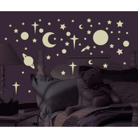 Celestial Stars And Planets Glow In The Dark Wall Decals - EonShoppee