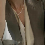 Trendy 925 Sterling Silver Stamped Clavicle Chain Choker Necklace For Women Fine Jewelry