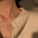 Trendy 925 Sterling Silver Stamped Clavicle Chain Choker Necklace For Women Fine Jewelry