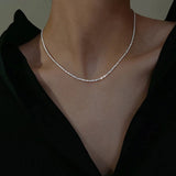 Trendy 925 Sterling Silver Stamped Clavicle Chain Choker Necklace For Women Fine Jewelry
