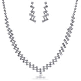 Silver Crystal Bridal Bridesmaid Choker Necklace & Earrings Wedding Evening Fashion Jewelry Set