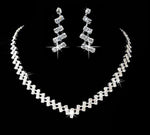 Silver Crystal Bridal Bridesmaid Choker Necklace & Earrings Wedding Evening Fashion Jewelry Set