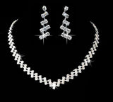 Silver Crystal Bridal Bridesmaid Choker Necklace & Earrings Wedding Evening Fashion Jewelry Set