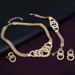 Designer Golden Crystal Choker 5 pc Necklace Earrings Bracelet & Ring African Wedding Jewelry Set