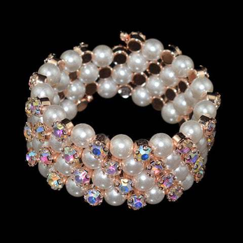Luxury 4 row Multi Color Shining Crystal Pearl Stretch Fashion Jewelry Bracelet