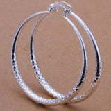 High Quality 925 Sterling Silver 50 mm Shiny Hip Hop Fashion Hoop Earrings