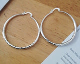 High Quality 925 Sterling Silver 50 mm Shiny Hip Hop Fashion Hoop Earrings