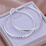 High Quality Real 925 Sterling Silver Stamped Hip Hop 50mm Fashion Hoop Earrings