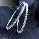 Women Fashion 70 mm Shiny Single Row Big Round Sexy Rhinestone Crystal Hoop Earrings For Her