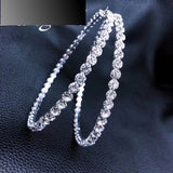 Women Fashion 70 mm Shiny Single Row Big Round Sexy Rhinestone Crystal Hoop Earrings For Her